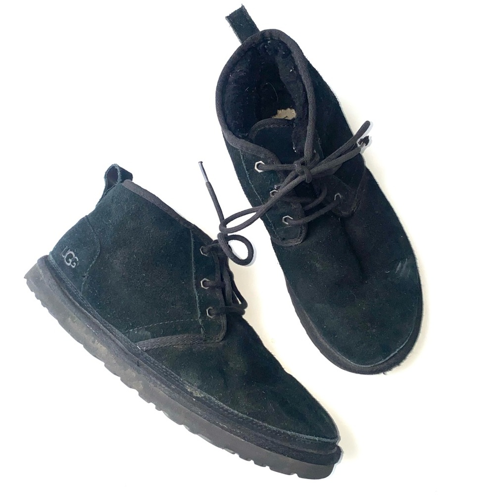 UGG $140 Mens 12 Black Suede Lace Up High Top Neumel Winter Boots *92